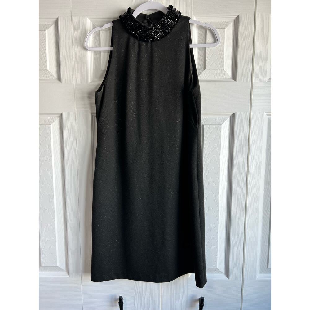 Maggie London Sleeveless Beaded High Neck Collar Tank Cocktail Dress Size 6